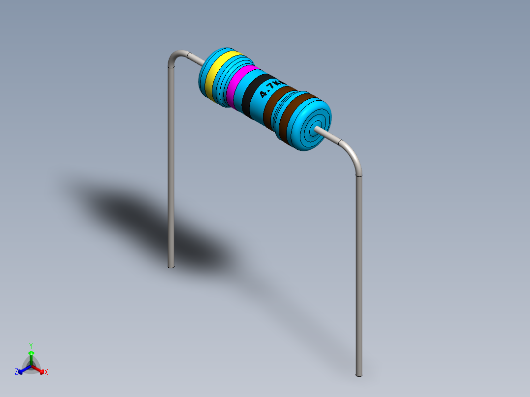 电容器 二极管 电阻器-Resistor 4.7K Ohm 1 Watt正等轴测图