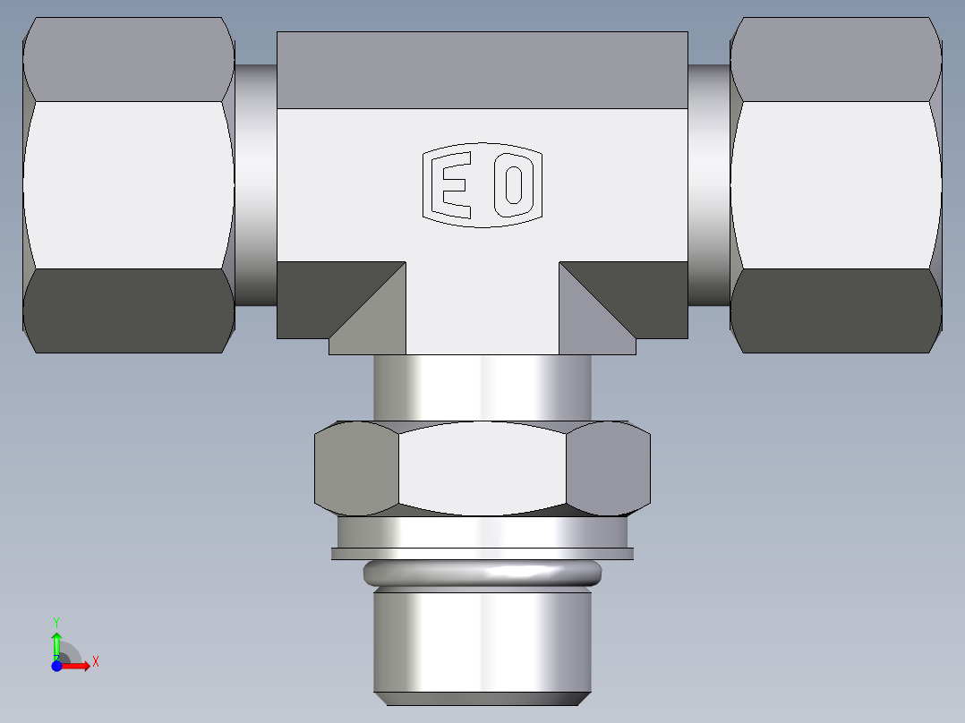 卡套式工业通用硬管接头EO_Adjustable_locknut_branch_tee_TEE12ZSMORCF前视图