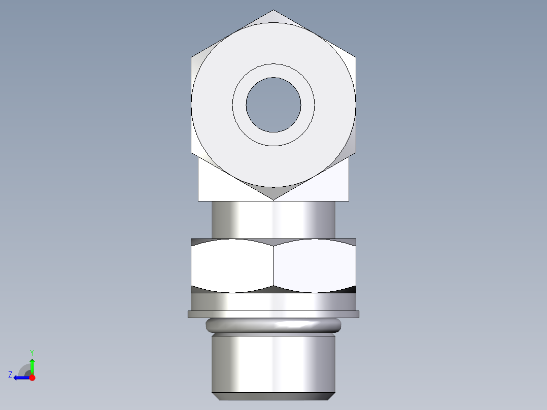 卡套式工业通用硬管接头EO_Adjustable_locknut_branch_tee_TEE12ZSMORCF右视图