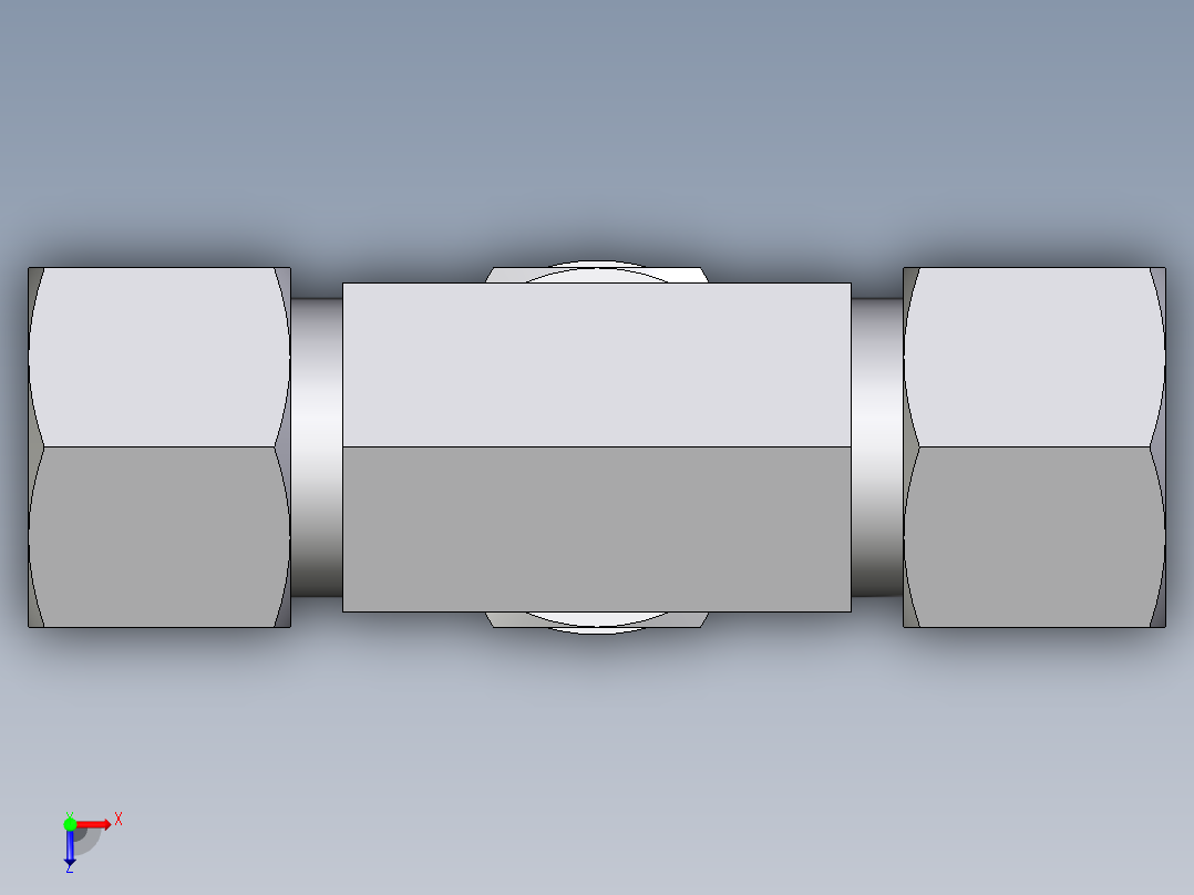 卡套式工业通用硬管接头EO_Adjustable_locknut_branch_tee_TEE12ZSMORCF俯视图