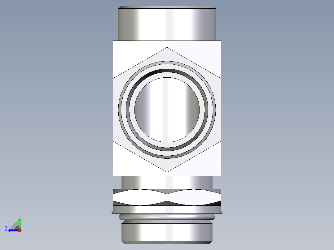 卡套式工业通用硬管接头EO_Adjustable_locknut_run_tee_LEE35LMOROMDCF右视图