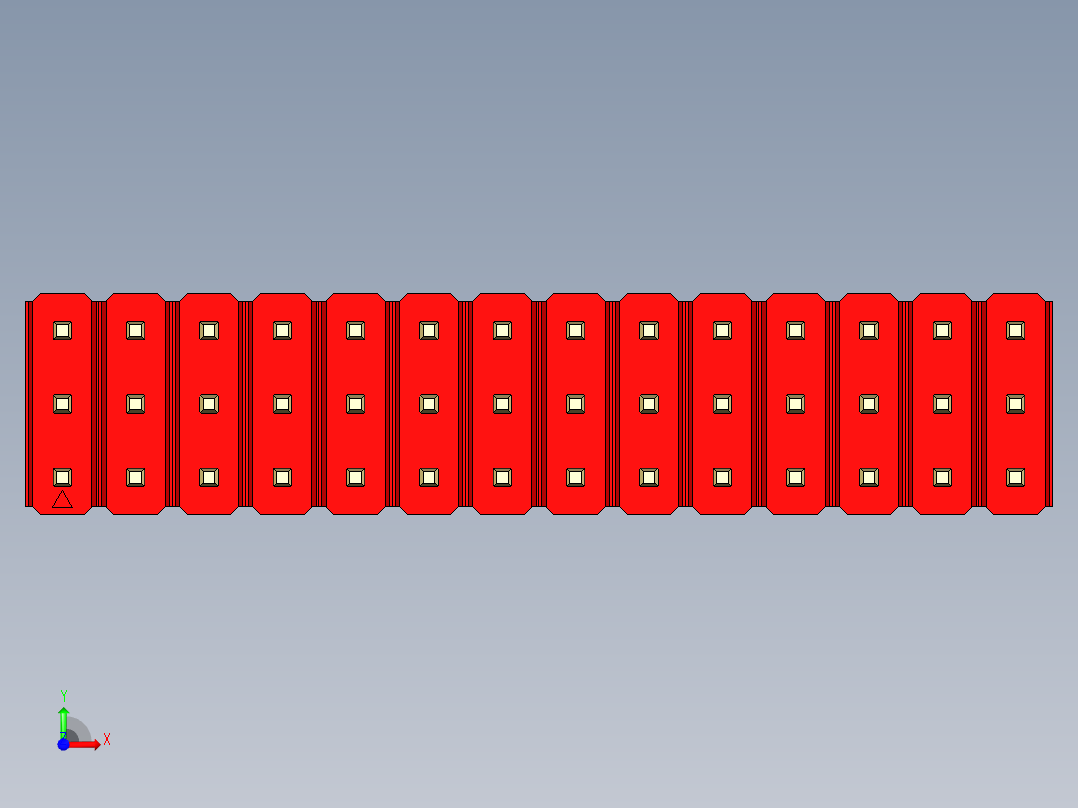 彩色公头100mil（2.54mm）系列-DS1021_red_3x14p_100mil_Type43_rev1.0前视图