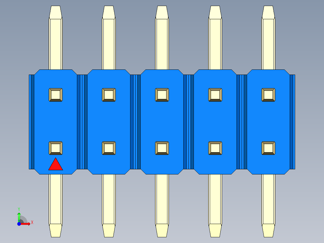 彩色公排针 100mil 2.54mm 系列-DS1022_blue_10p_100mil_TypeSMT_rev1.0前视图