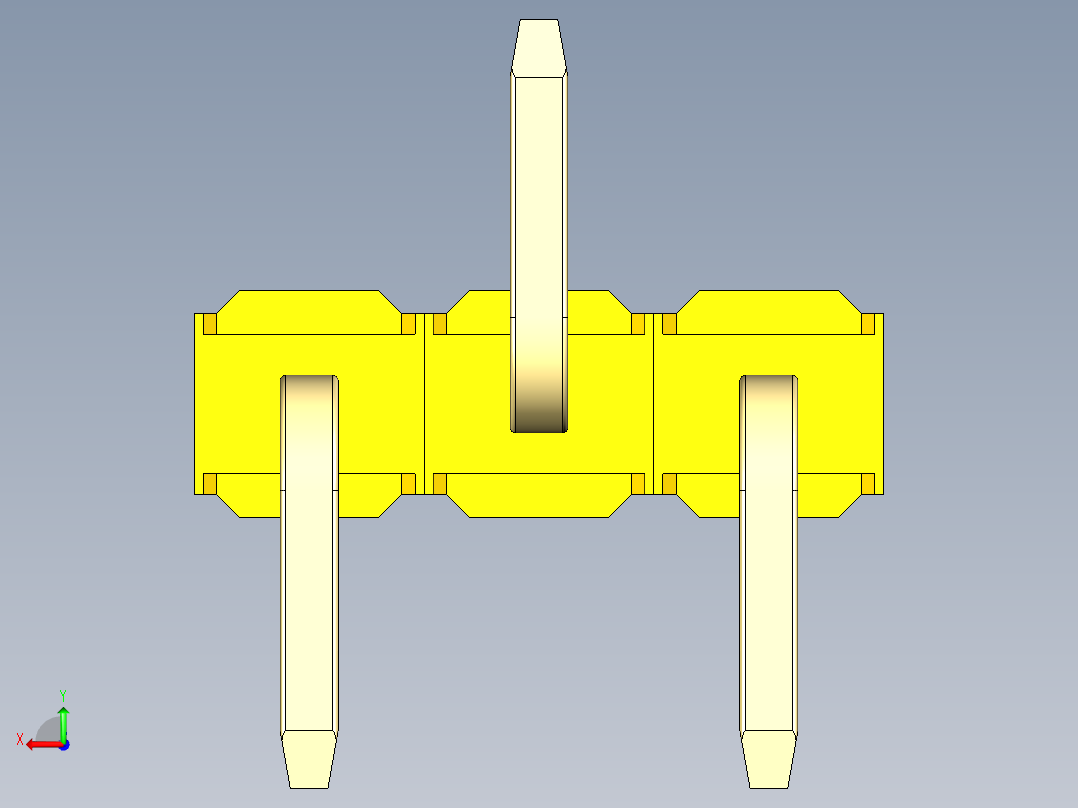 彩色公排针 100mil 2.54mm 系列-DS1022_yellow_03p_100mil_Type_SMT_R2_rev1.0后视图