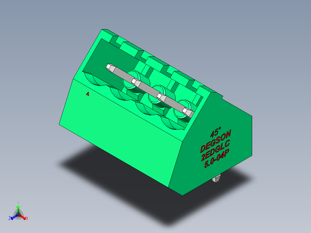 DEGSON 2EDG 系列 5.0mm 可插拔接线端子组-2EDGLC-5.0-04P-14-00AH正等轴测图