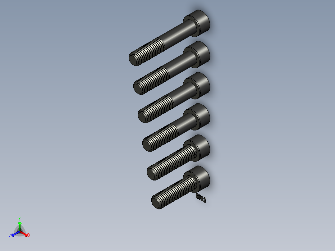 内六角头盖螺丝-M12正等轴测图