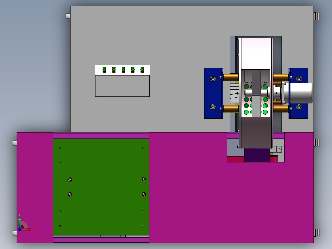 Q501-钱币自动分类，清点机的设计【三维SolidWorks】前视图