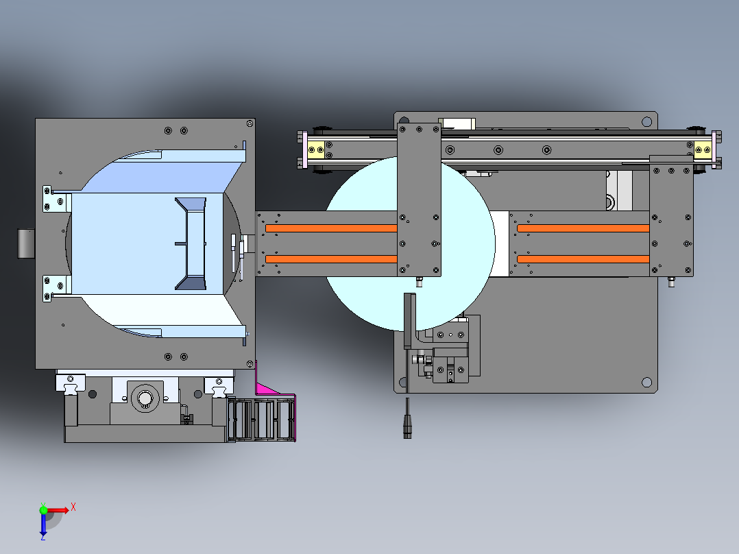 精圆老化测试上料机构三维SW图纸 附STEP俯视图