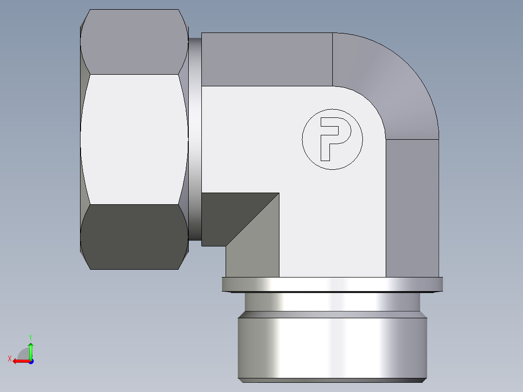 卡套式工业通用硬管接头EO_Male_stud_elbow_WE35LM71后视图