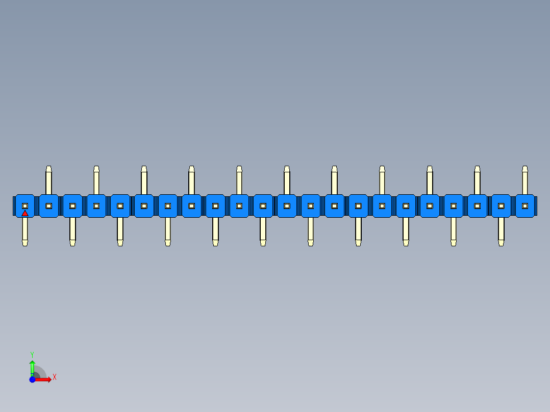 彩色公排针 100mil 2.54mm 系列-DS1022_blue_22p_100mil_Type_SMT_R2_rev1.0前视图