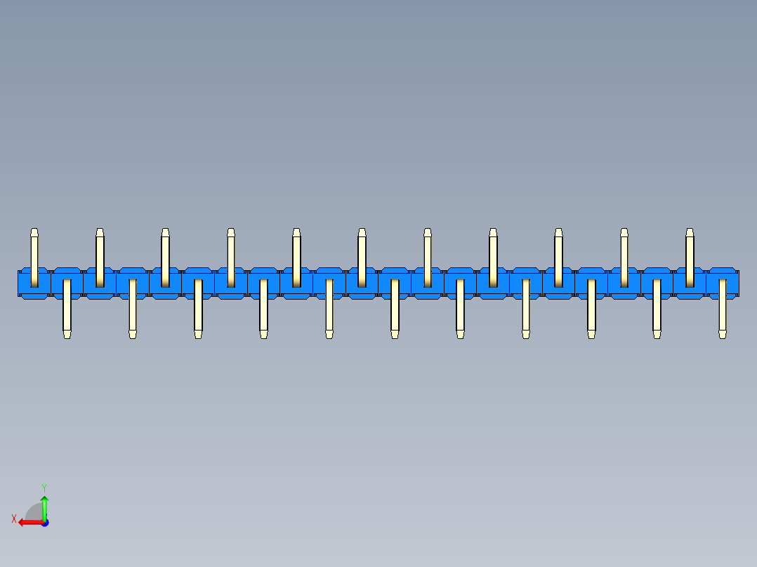 彩色公排针 100mil 2.54mm 系列-DS1022_blue_22p_100mil_Type_SMT_R2_rev1.0后视图