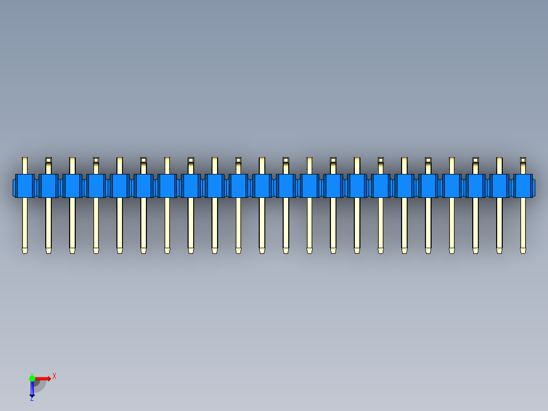 彩色公排针 100mil 2.54mm 系列-DS1022_blue_22p_100mil_Type_SMT_R2_rev1.0俯视图
