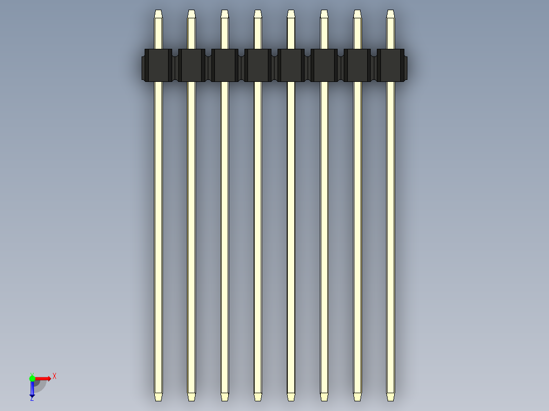 彩色公头100mil（2.54mm）系列-DS1021_black_1x08p_100mil_Type43_rev1.0俯视图