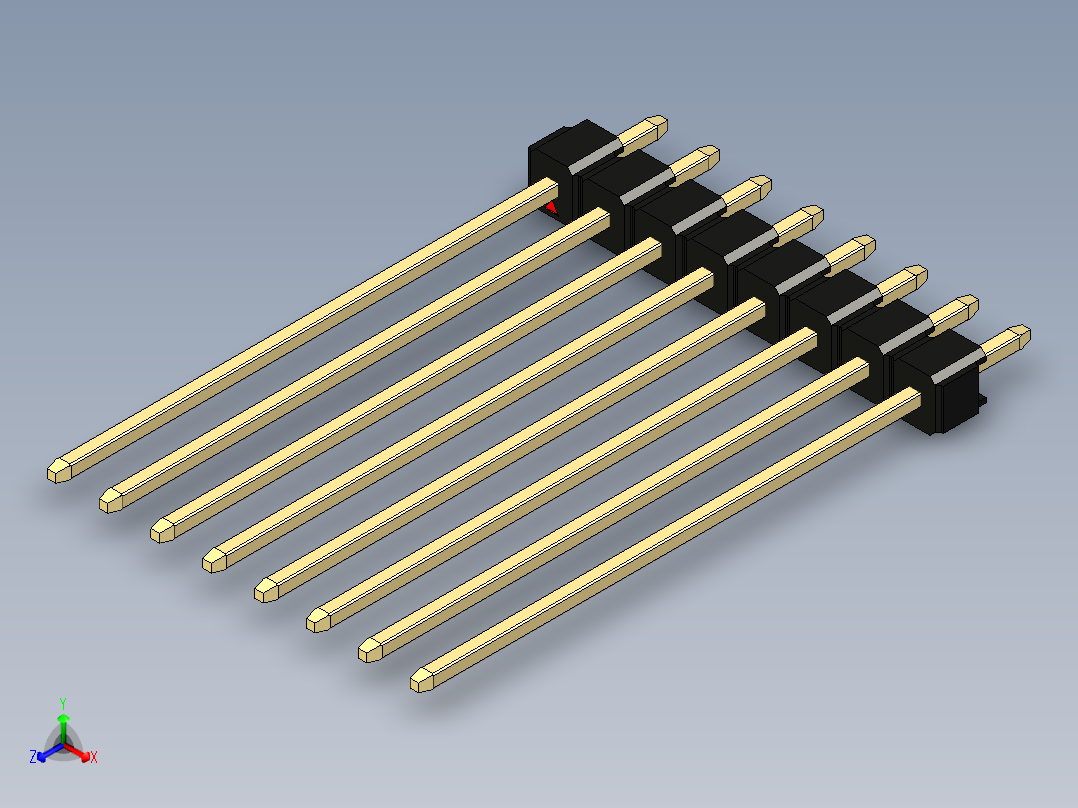 彩色公头100mil（2.54mm）系列-DS1021_black_1x08p_100mil_Type43_rev1.0正等轴测图
