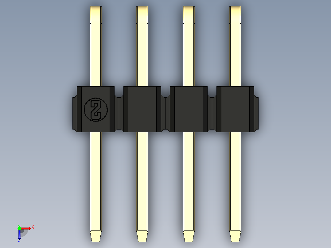 彩色公排针 100mil 2.54mm 系列-DS1022_black_2x04p_100mil_TypeD_rev1.0俯视图