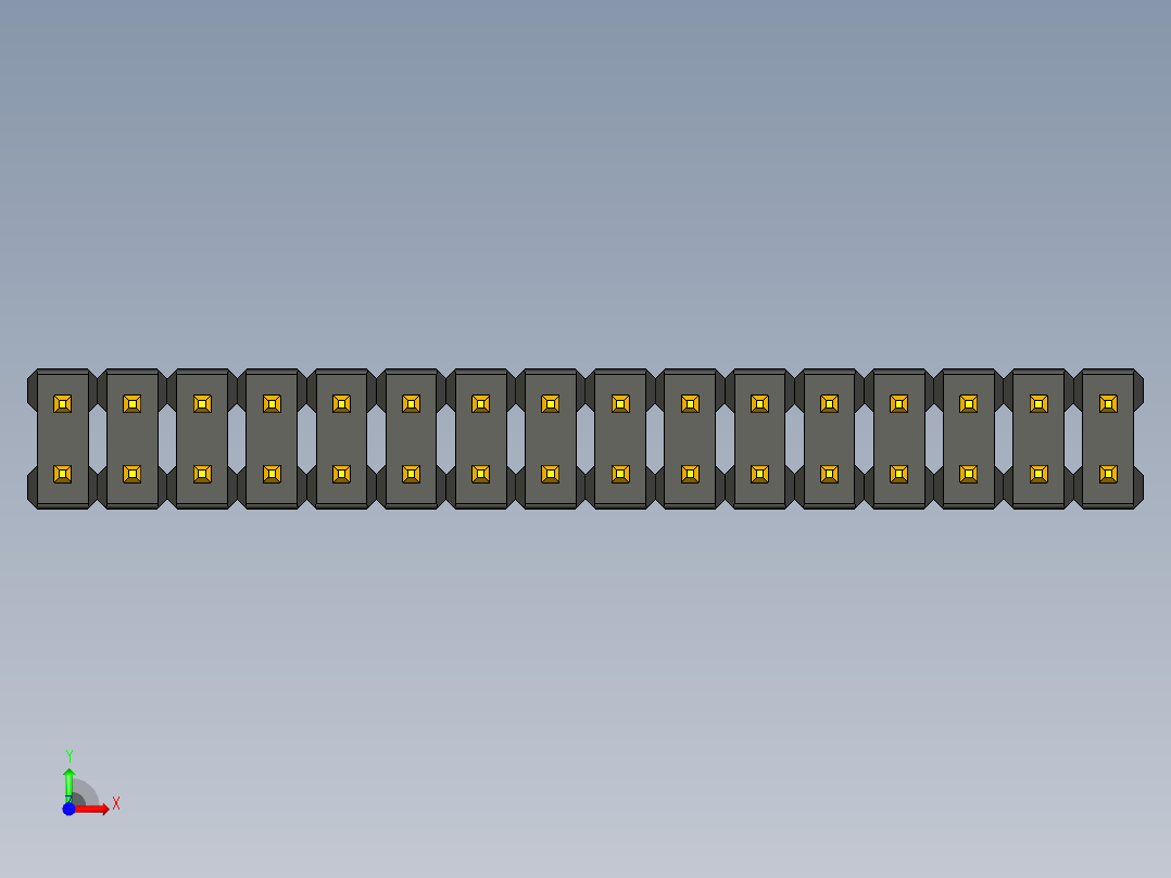 双排通孔引脚接头，间距2.54毫米前视图