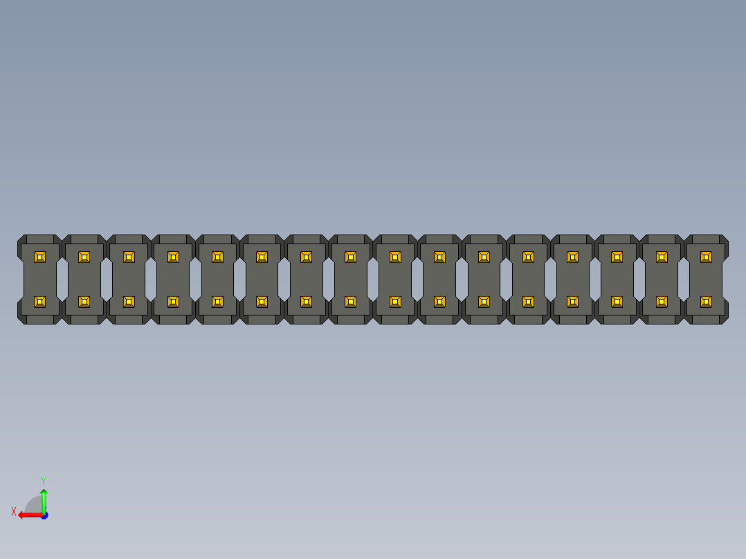 双排通孔引脚接头，间距2.54毫米后视图