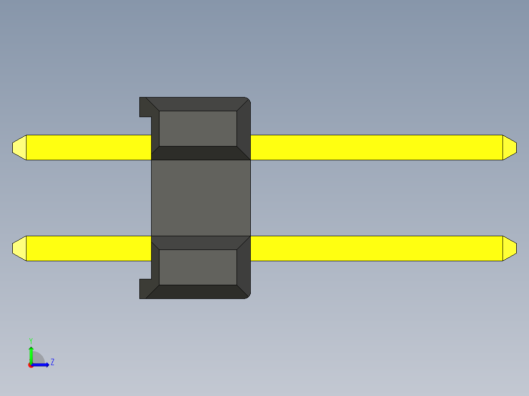 双排通孔引脚接头，间距2.54毫米左视图