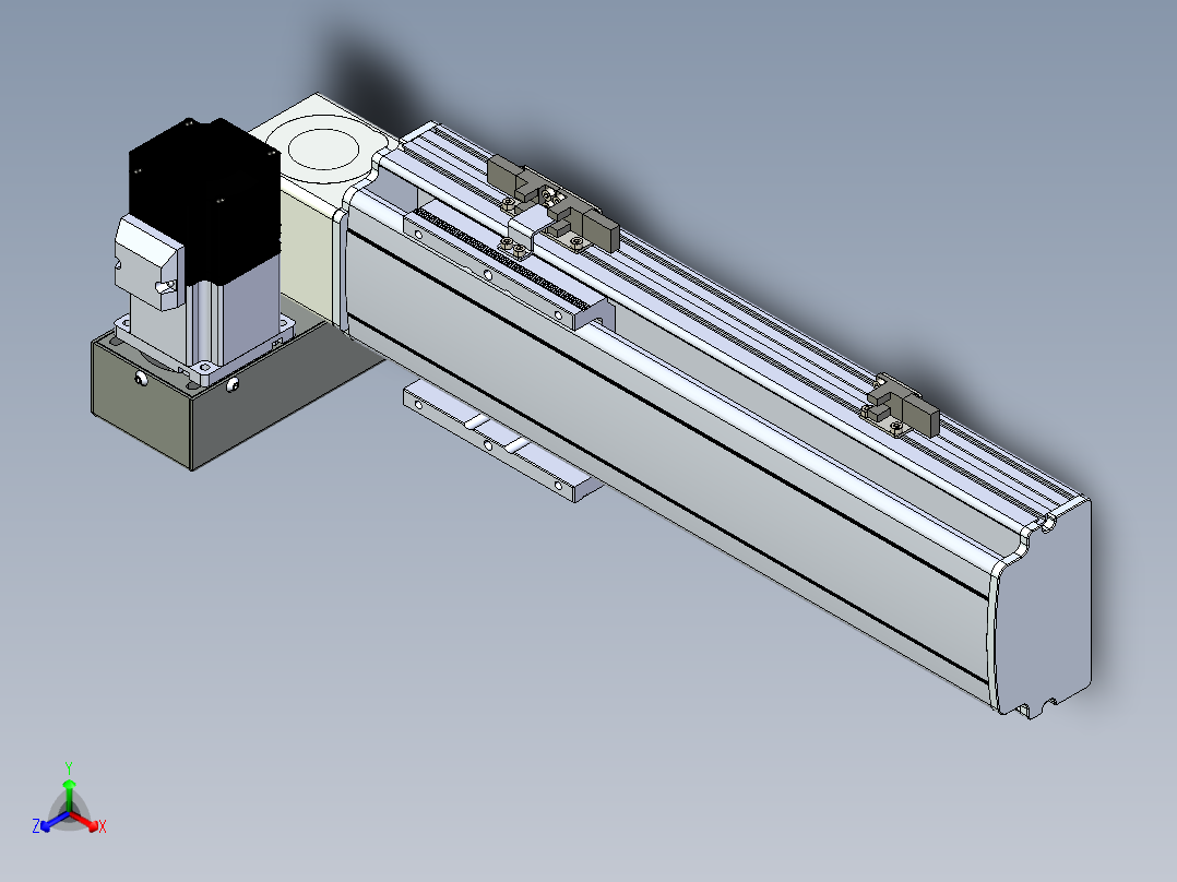 同步带滑台-半封闭B10H-L45-S200-LU-P40-D3正等轴测图