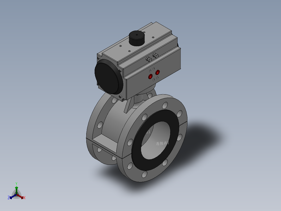 法兰式气动蝶阀-316L DN50-DN400正等轴测图