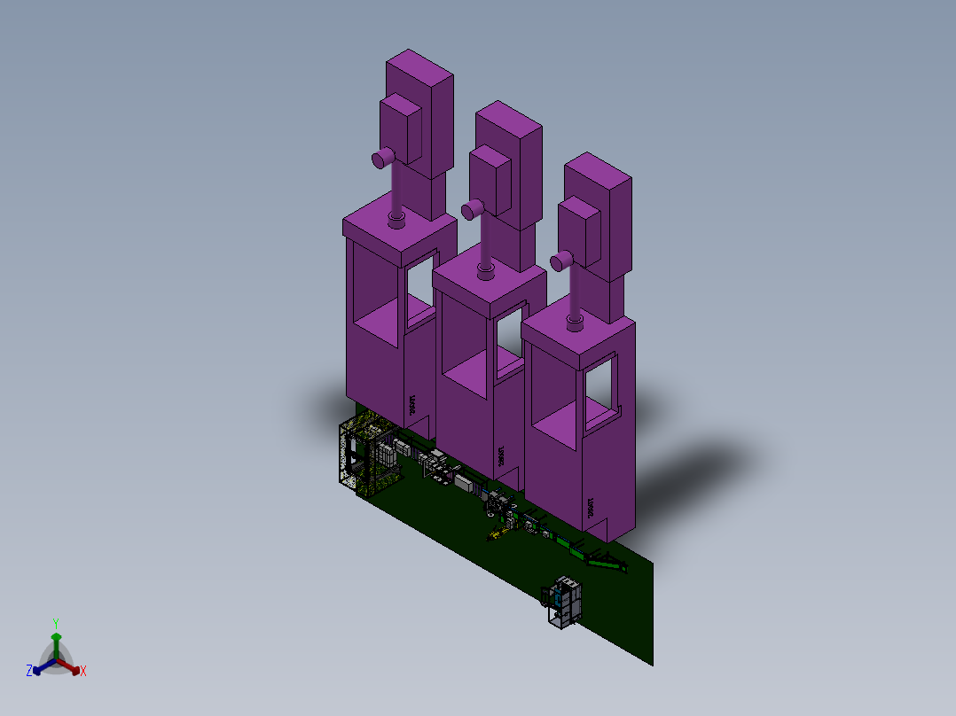 注塑检测包装自动流水线总图正等轴测图