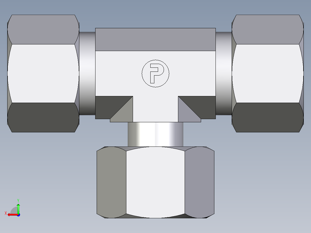卡套式工业通用硬管接头EO_Standpipe_branch_tee_EVT12LCF后视图