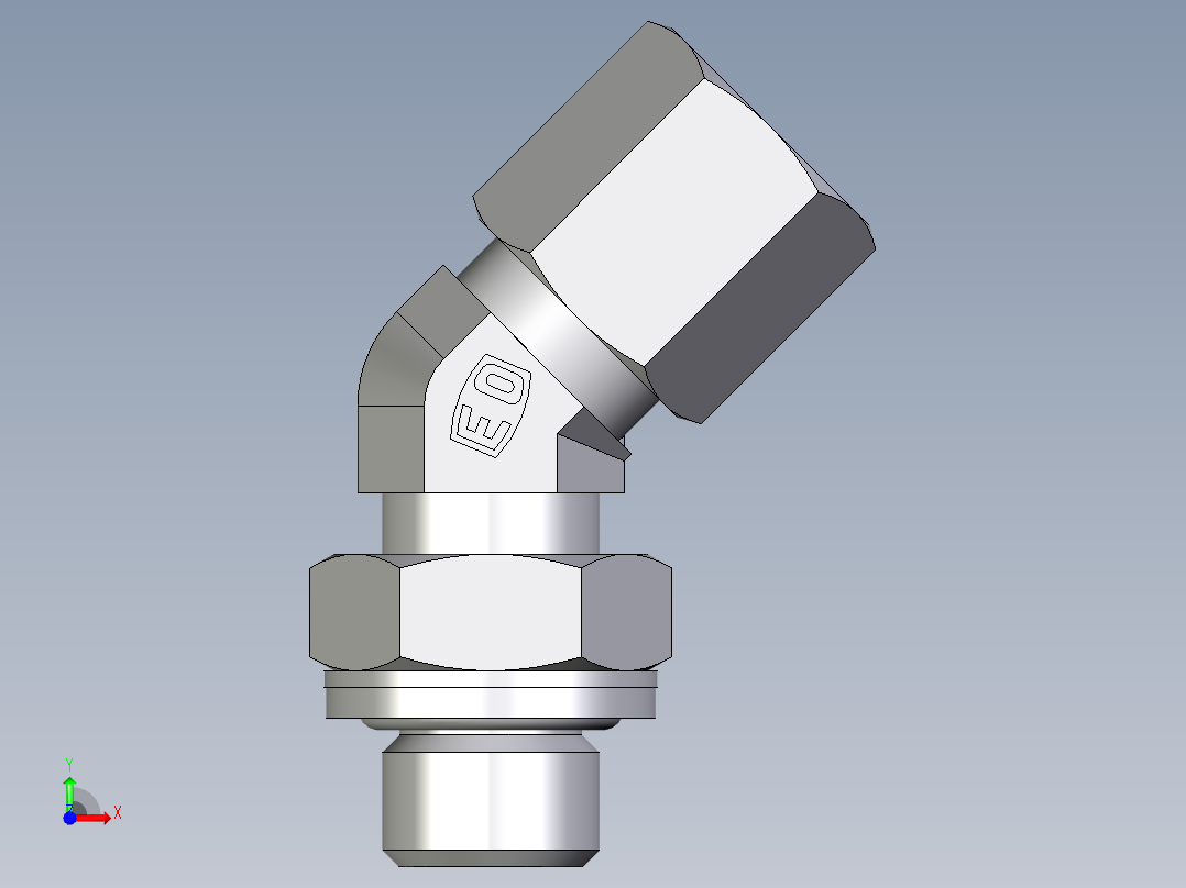 卡套式工业通用硬管接头EO_Adjustable_locknut_45_deg_elbow_VEE06ZSRCF前视图