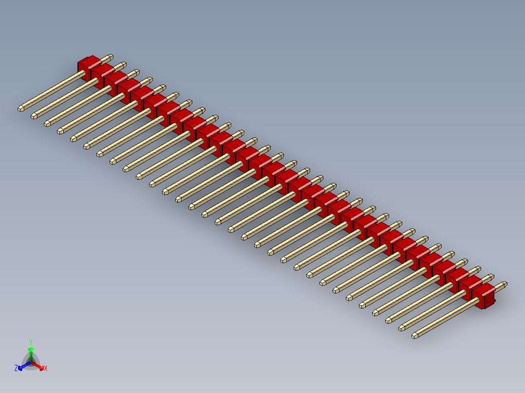 彩色公头100mil（2.54mm）系列-DS1021_red_1x31p_100mil_Type5_rev1.0正等轴测图