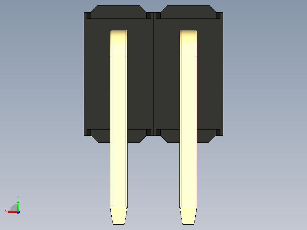 彩色公排针 100mil 2.54mm 系列-DS1022_black_2x02p_100mil_TypeD_rev1.0后视图