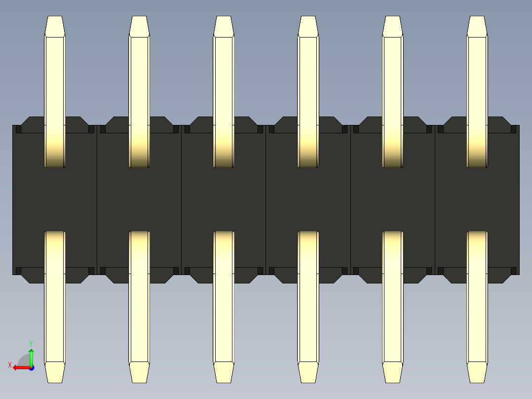 彩色公排针 100mil 2.54mm 系列-DS1022_black_12p_100mil_TypeSMT_rev1.0后视图