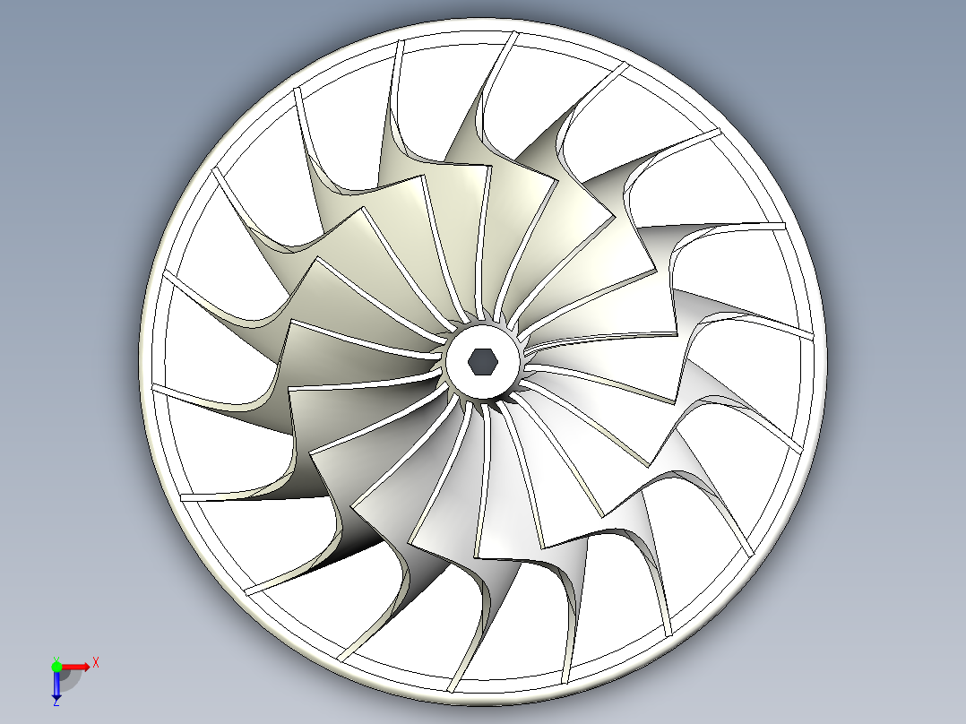 喷气发动机压缩机叶片---模型格式为 stp俯视图