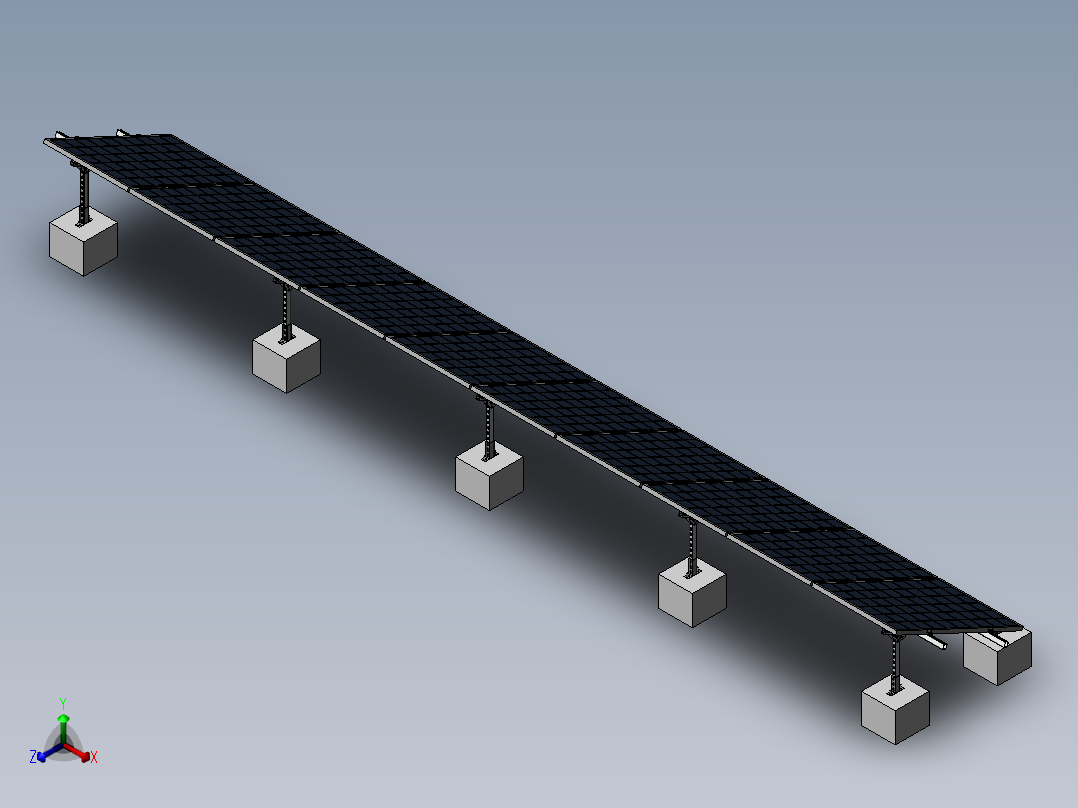 光伏支架三维效果三维SW正等轴测图