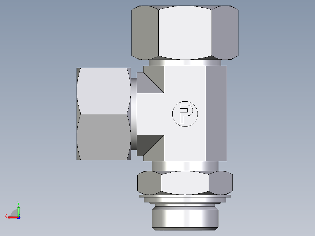卡套式工业通用硬管接头EO_Adjustable_locknut_run_tee_LEE25SRCF后视图