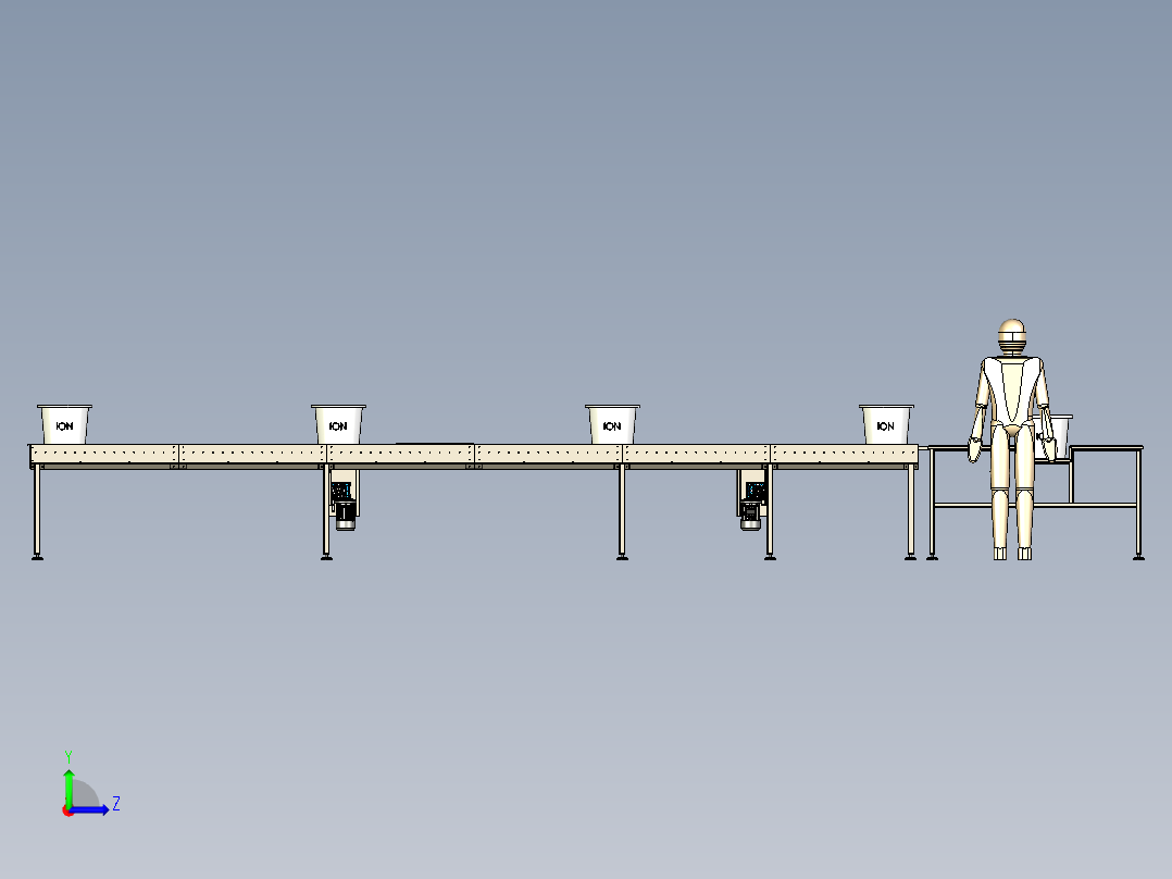 斗式滚筒输送机roller-conveyor-stp左视图
