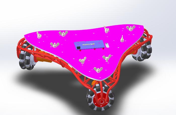麦克纳姆轮图纸模型全方位轮三角形机器人平台机械3D三维AA034