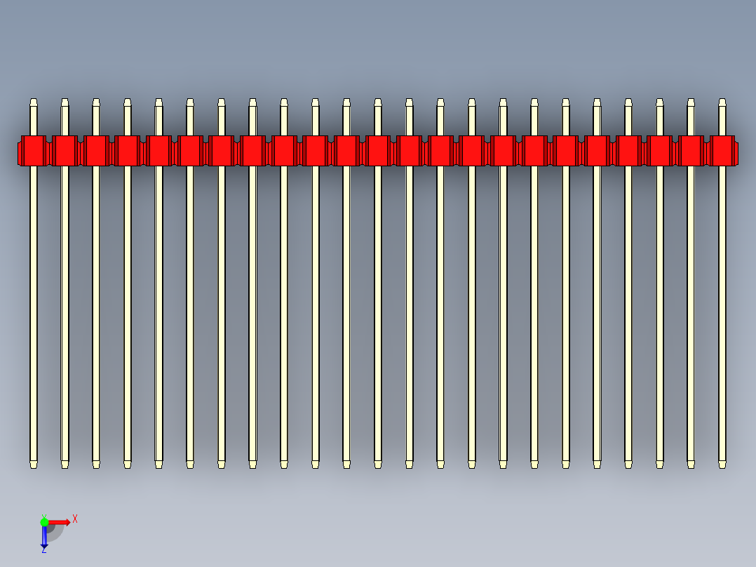 彩色公头100mil（2.54mm）系列-DS1021_red_1x23p_100mil_Type43_rev1.0俯视图