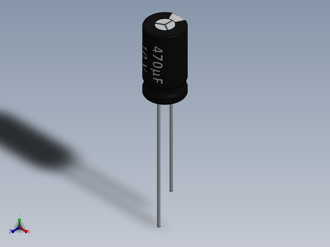 电容器 二极管 电阻器-Capacitor 470uF-10V正等轴测图