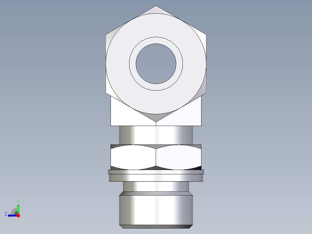 卡套式工业通用硬管接头EO_Adjustable_locknut_branch_tee_TEE16SMCF右视图
