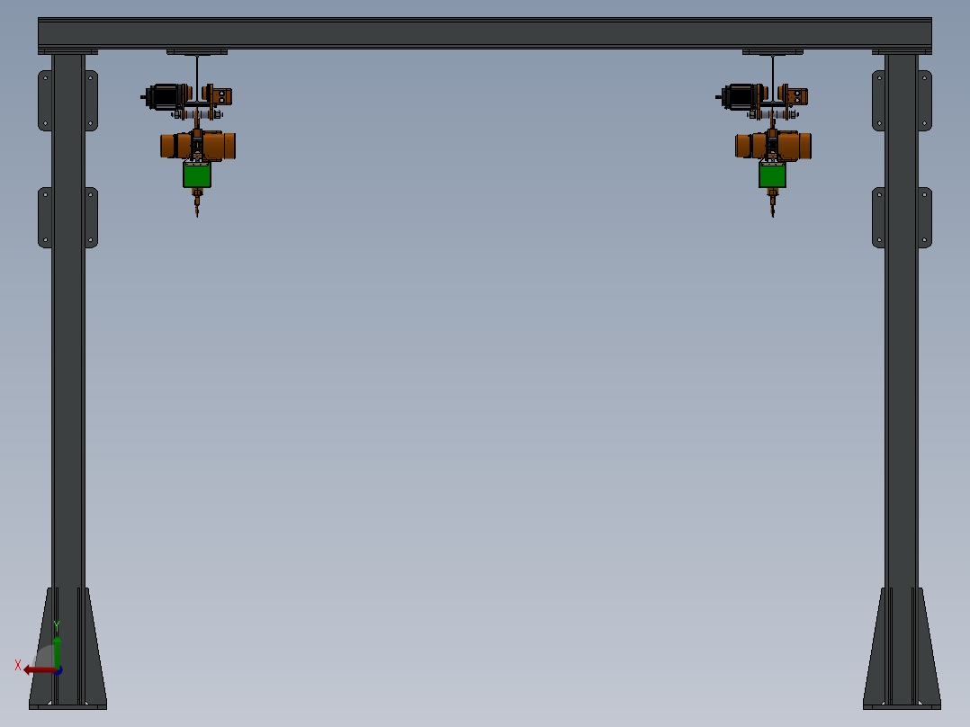 航吊式起重机设计模型后视图