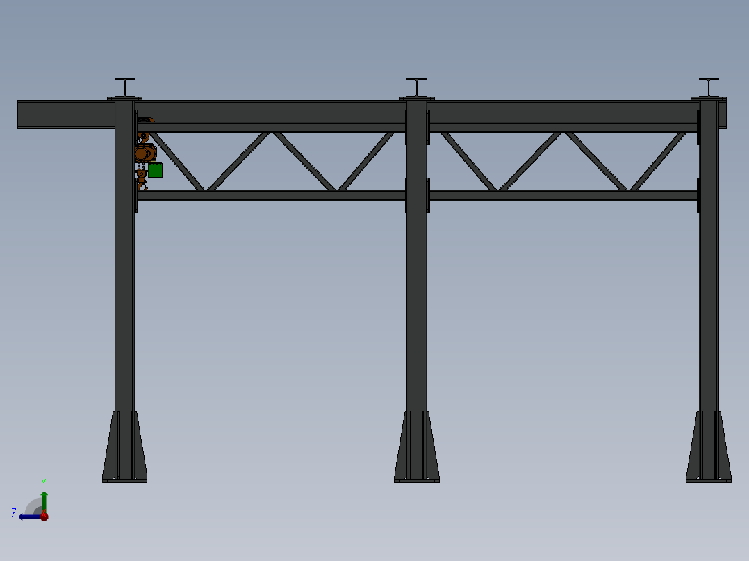 航吊式起重机设计模型右视图