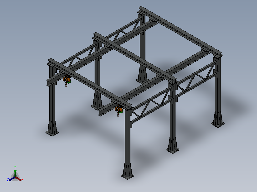 航吊式起重机设计模型正等轴测图