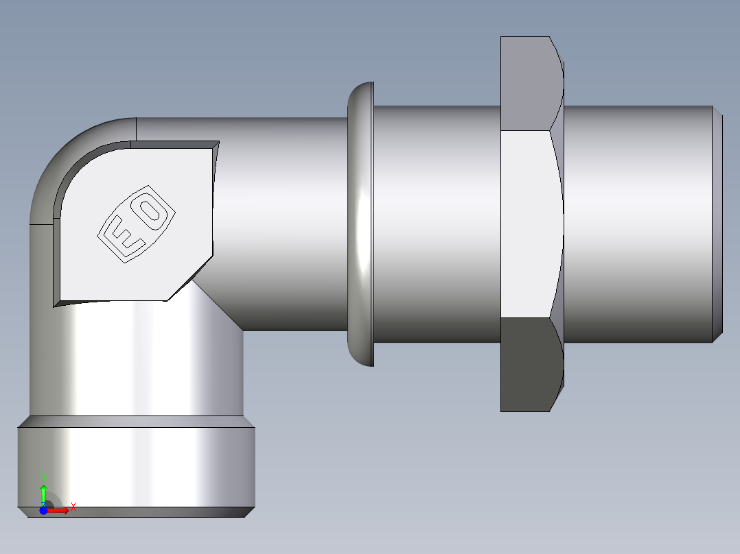 卡套式工业通用硬管接头EO_Bulkhead_elbow_WSV20SOMDCF前视图
