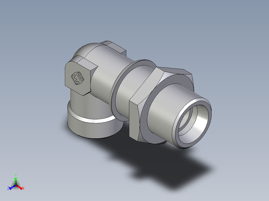 卡套式工业通用硬管接头EO_Bulkhead_elbow_WSV20SOMDCF正等轴测图