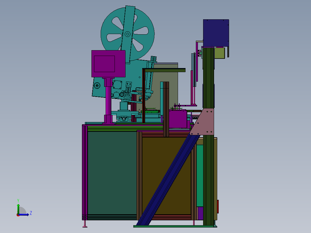 手机后盖自动检测-除静电、贴膜机step左视图