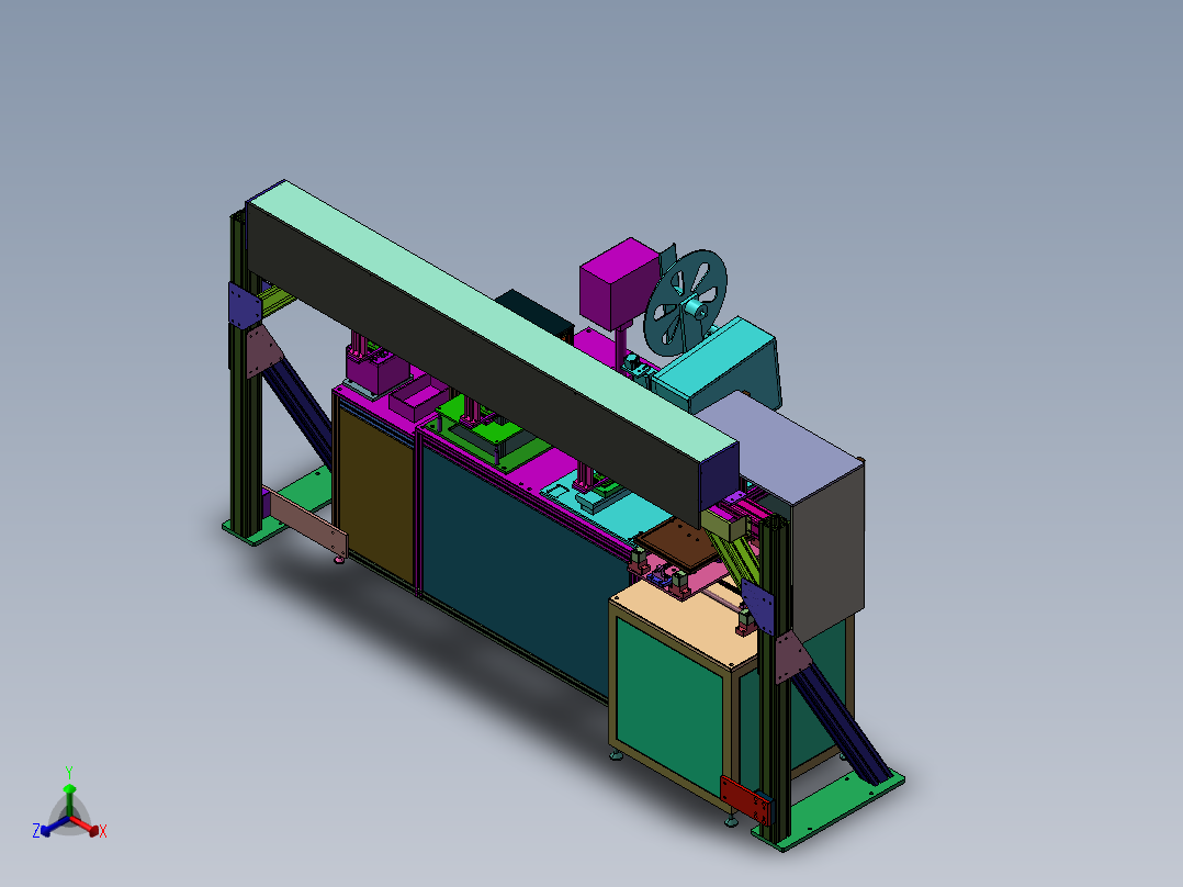 手机后盖自动检测-除静电、贴膜机step正等轴测图