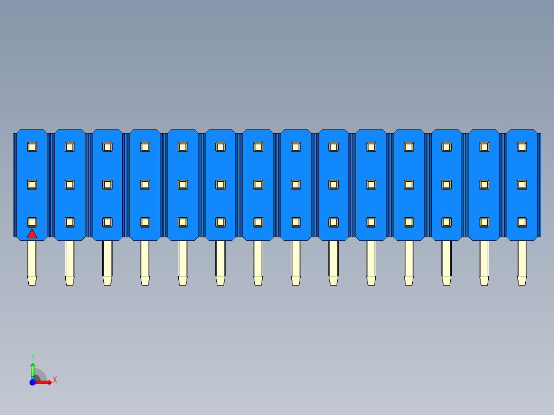彩色公排针 100mil 2.54mm 系列-DS1022_blue_3x14p_100mil_TypeD_rev1.0前视图