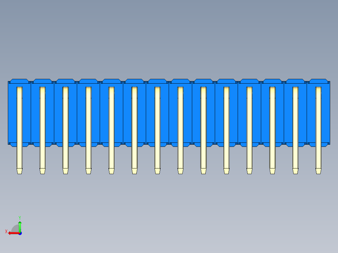 彩色公排针 100mil 2.54mm 系列-DS1022_blue_3x14p_100mil_TypeD_rev1.0后视图
