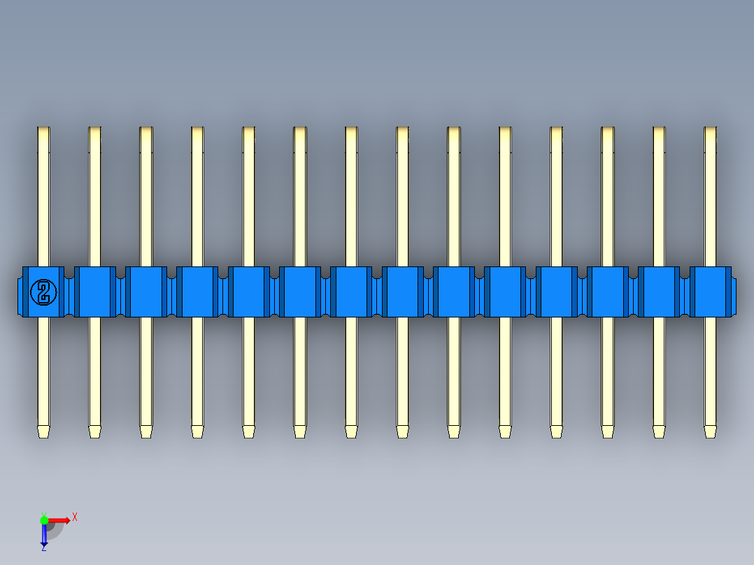 彩色公排针 100mil 2.54mm 系列-DS1022_blue_3x14p_100mil_TypeD_rev1.0俯视图