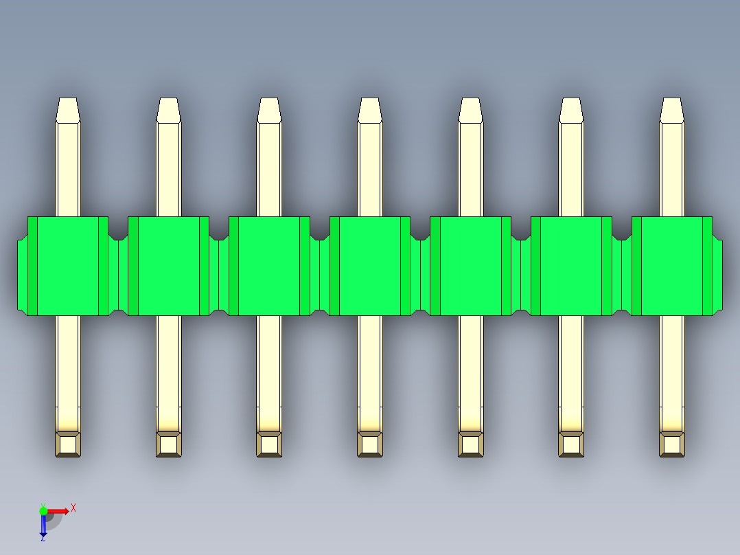彩色公排针 100mil 2.54mm 系列-DS1022_green_07p_100mil_TypeU_rev1.0俯视图