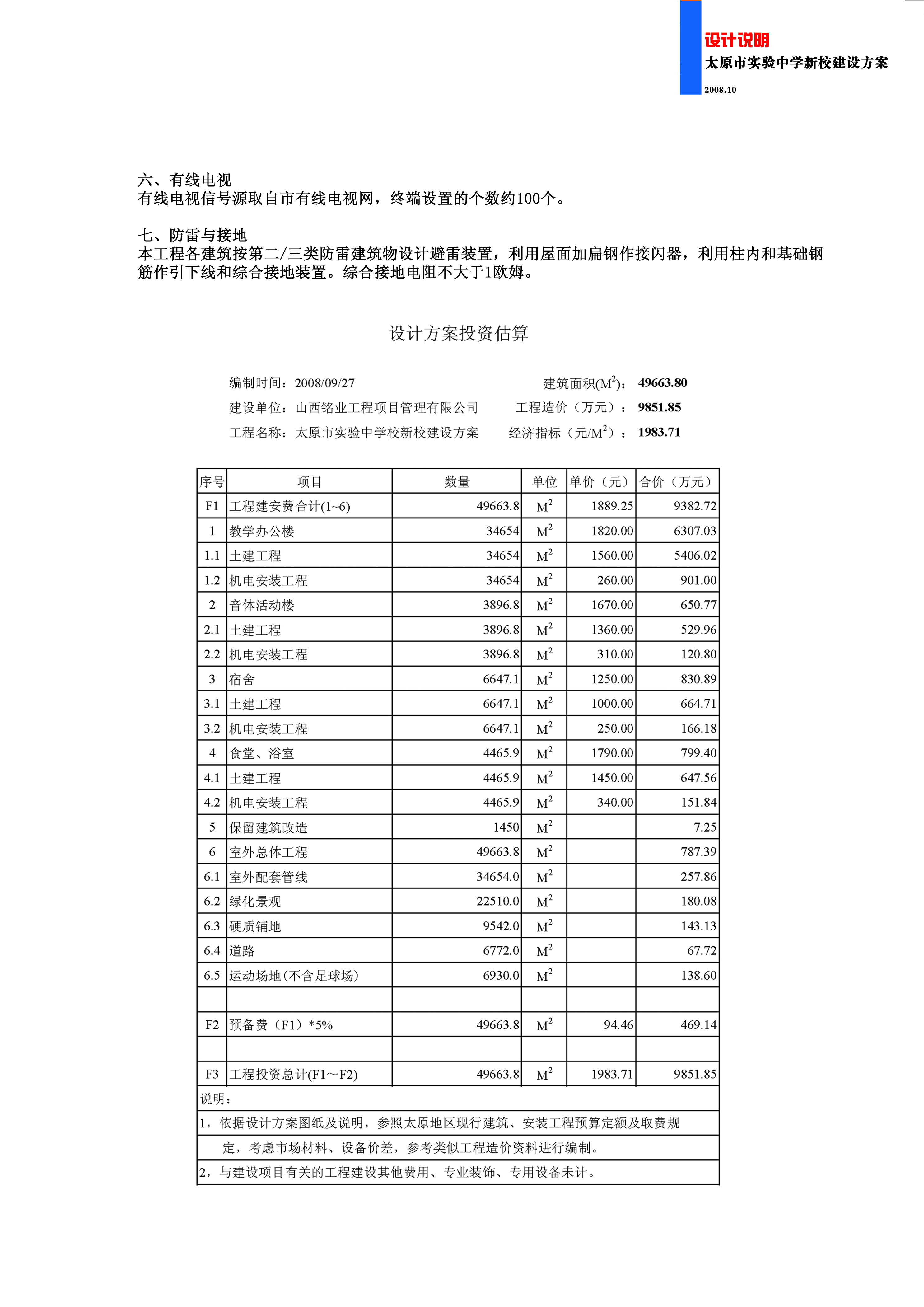 太原实验中学规划及建筑设计文本（含文本效果图 CAD）